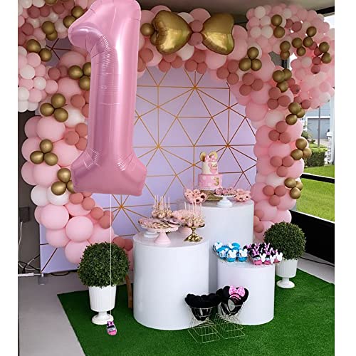 Image of TONIFUL 40 Inch Light Pink Large Numbers 0-9, Number 1 Digital Helium Balloon, Pink Foil Mylar Big Number Pastel for Birthday Party Anniversary Supplies Decorations