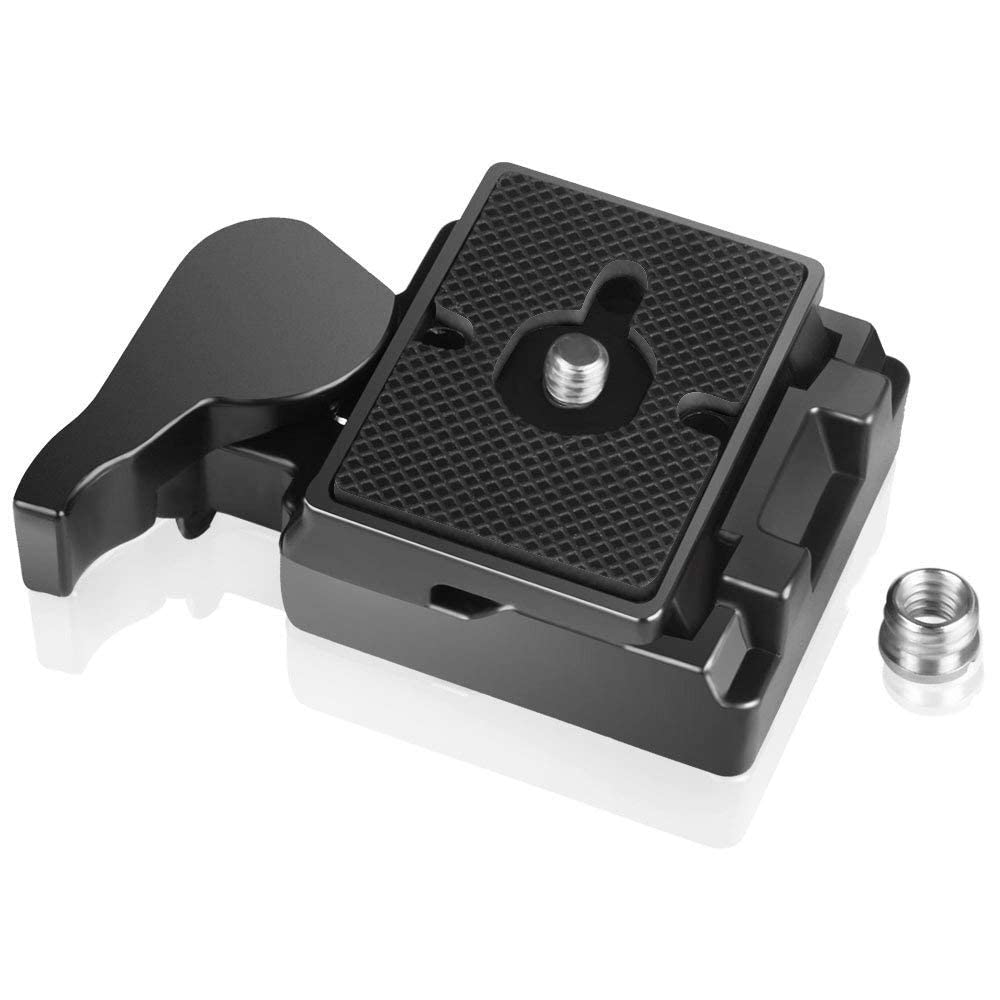 MAKINGTEC 323 RC2 Quick Release Plate Compatible with Manfrotto 200PL-14 QR Plates Adapter, with Rapid Connect Clamp and 1/4'' to 3/8'' Screw for DSLR Camera Tripod Ball Head