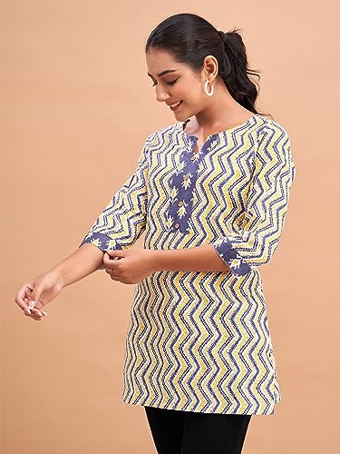 Image of feranoid Women Cotton Printed Short Kurti | Short Kurti for Women | Printed Cotton Kurti