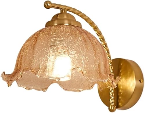 Modern Farmhouse Vintage Wall Sconce with Glass Shade Hardwired Retro Bedroom Light Fixture E26E27 Base(28 * 22cm)