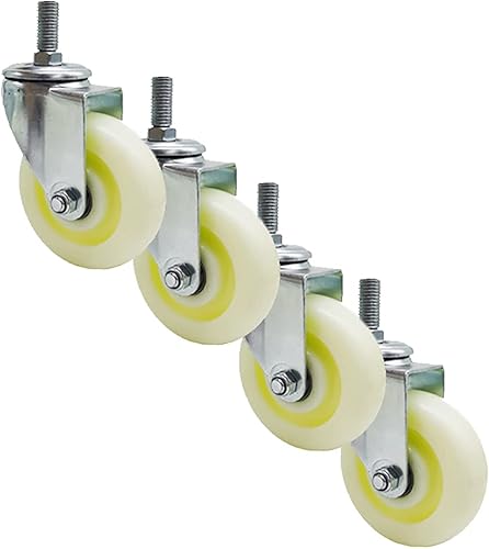 TEMKIN Ruedas giratorias de 3 pulgadas, juego de 4 ruedas giratorias con vástago roscado de nailon, M16 con ruedas de freno para uso en exteriores,