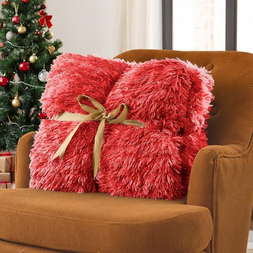 Image of yescool Weighted Blanket for Adults (20 lbs, 80 inch x 87 inch, Crimson) Heavy Blanket for Sleeping Perfect for 190-210 lbs, Queen Size Faux Fur Blanket with Premium Glass Bead, Machine Washable