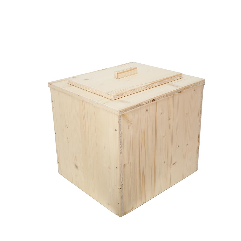 Toilette sèche en Bois, livré monté avec Seau 20L Plastique - Bord Droit - Fabrication Française - N1
