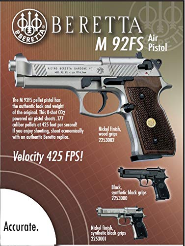 Beretta M 92 Fs All Metal .177 Caliber Pellet Gun Air Pistol, Black, One Size #TOP5