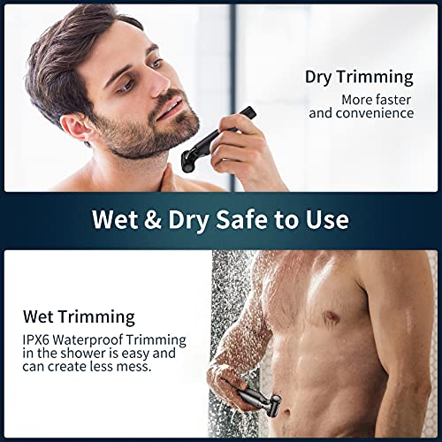 Bodygroom,2 in 1 Körperhaartrimmer IPX7 Wasserdicht Elektrischer Intimrasierer Mann Mit 2 Klingenköpfen Elektrischer Balls Trimmer Nass/Trocken Körperrasierer für Leistengegend Achsel Beine (Mode-1) - Image 5