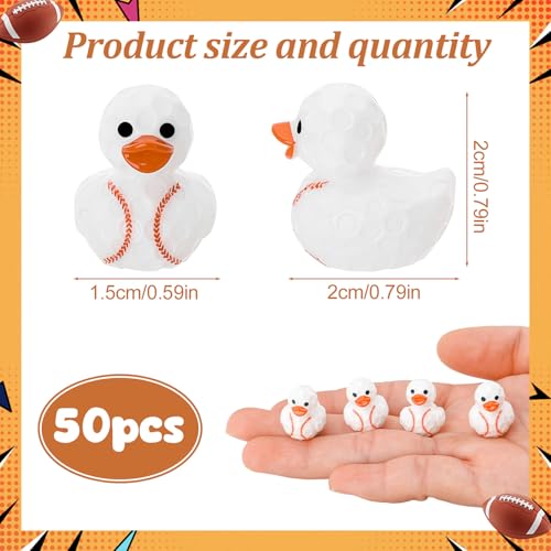 Image of 50 Pcs Baseball Ducks Toy Figures, Mini Resin Ducks Bulk, Tiny Duck Figurine Dress up Game Toy for Party Favors (Baseball Ducky)