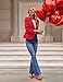 LookbookStore True Red Blazer Jackets for Women 2025 Valentines Day Red Blazer Women's Blazers Suit Jackets for Work Professional Work Business Blazers Women True Size L Size 12 14