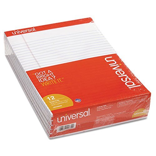 5 X Universal UNV20630 - PERFORATED EDGE WRITING PAD LEGAL RULED LETTER WHITE 50-SHEET DOZEN