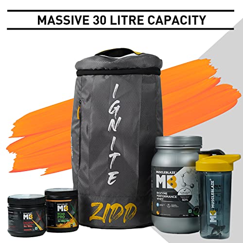 Image of MuscleBlaze Backpack Gym Bag (Grey, 30L) | for Men and Women | Sports Bag