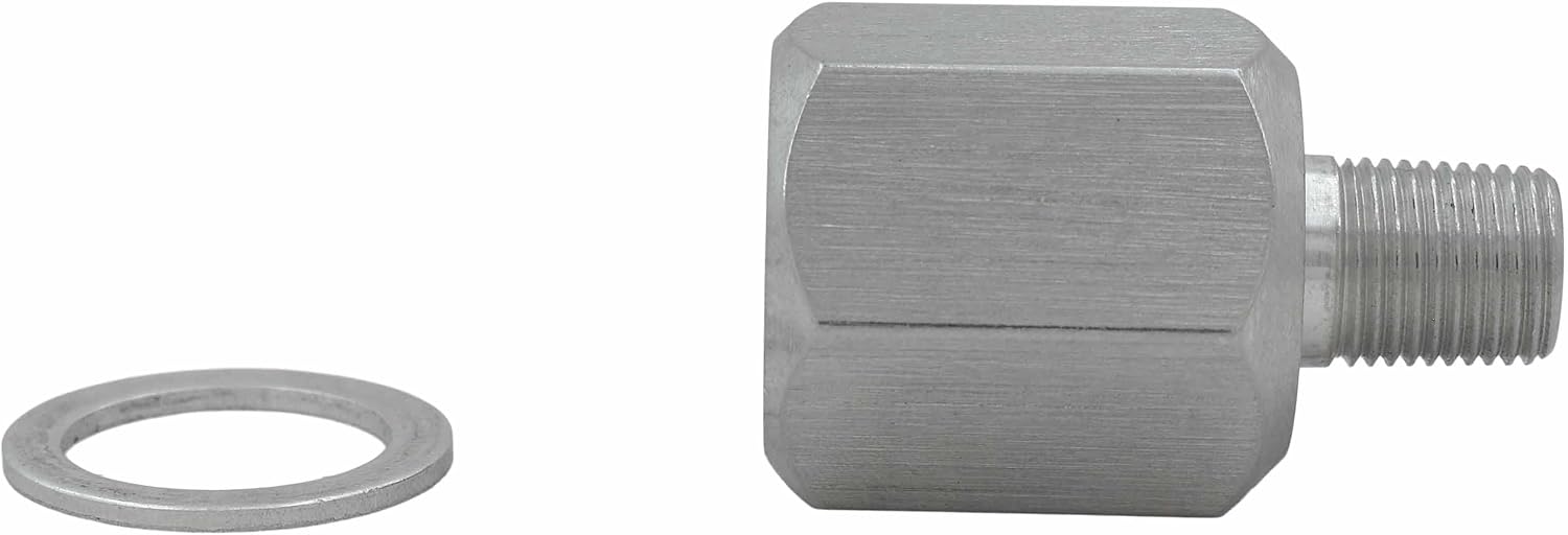 ICT Billet 1/8NPT Male to M16-1.5 Female Oil Pressure Sensor Adapter Fitting Thread Connector Designed & Manufactured in the USA Bare Aluminum F125NPFM1615