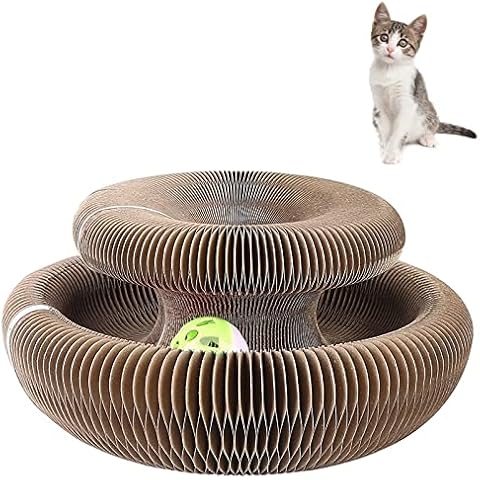 Cat Toy Round Bed Interactive Scratching Toy Cat Cardboard Cat Scratching Board Foldable Scratching Mat for Cats Interactive Corrugated Cardboard Scratching Toy Cat Toy Scratch Pads for Cats Cover