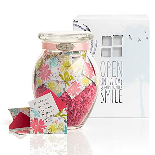 KindNotes Glass Keepsake Gift Jar with Long Distance Missing You Messages (for Couples) - Refreshing Floral