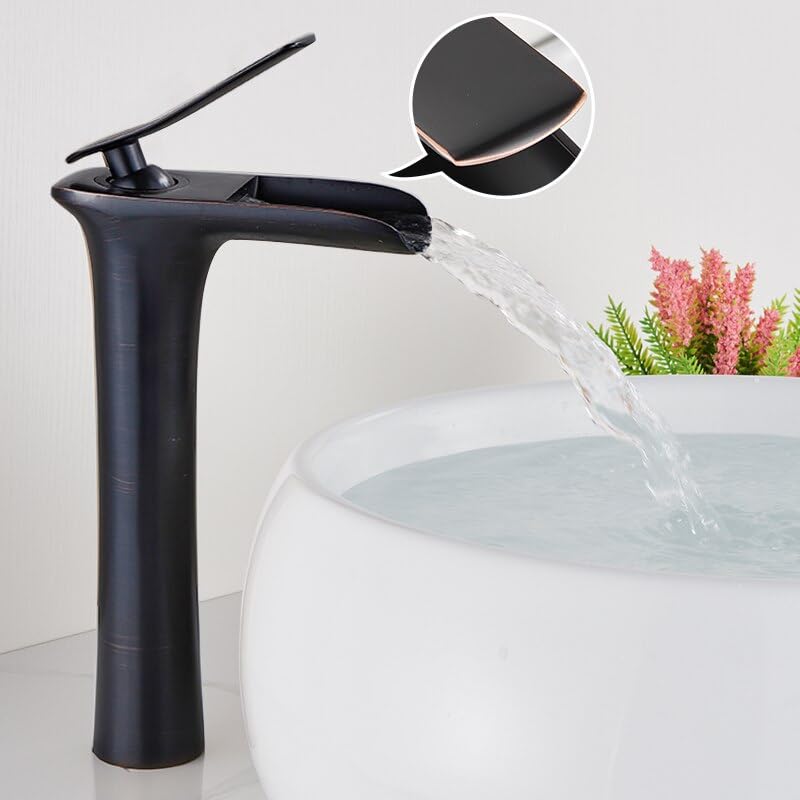 Mitigeur évier de bain grue à eau haute finition bronze noir
