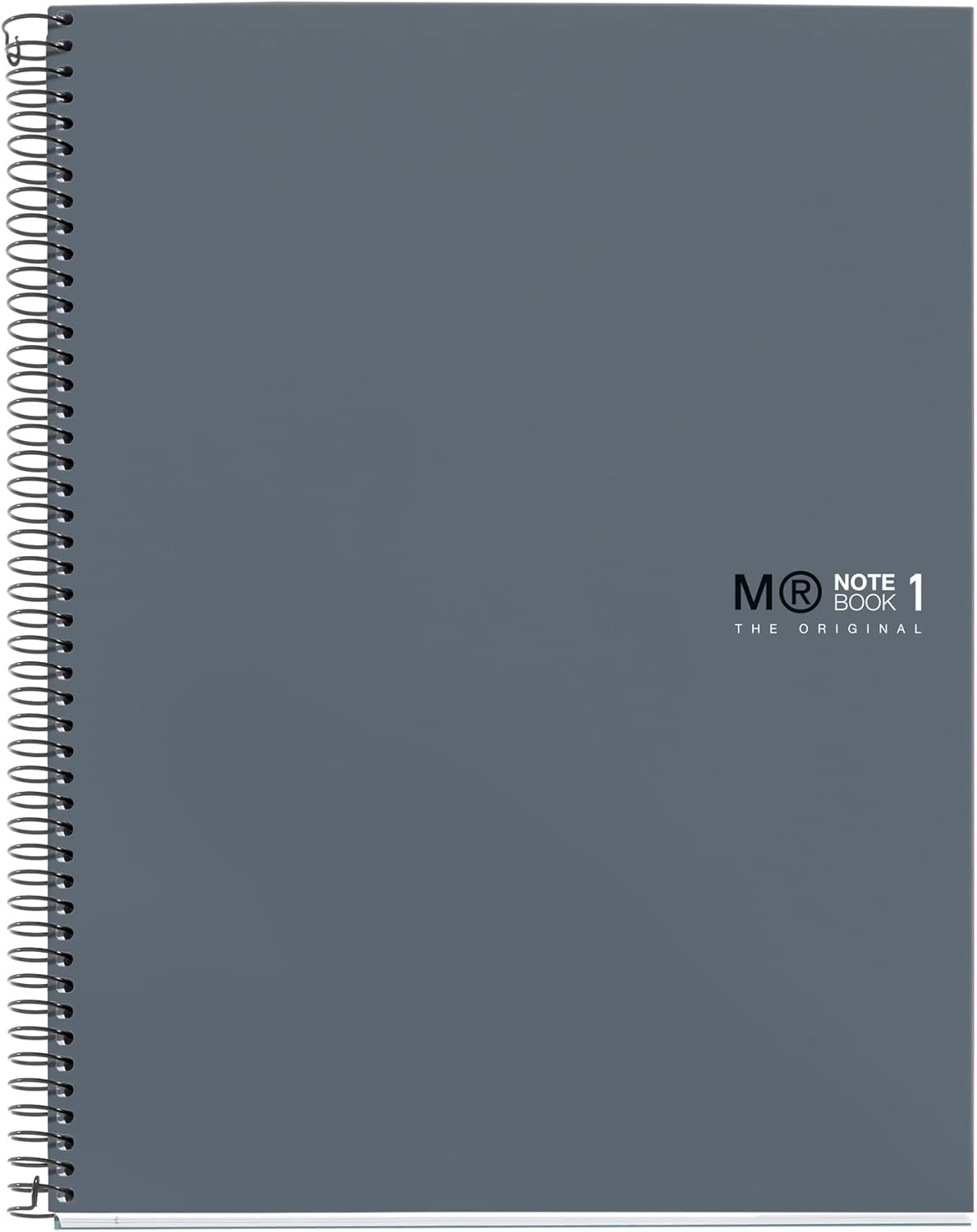 Miquelrius - Notebook A5-80 sheets 90 g - Grid 5 x 5 mm - 1 color stripe - Plasticized hardcover - Graphite color