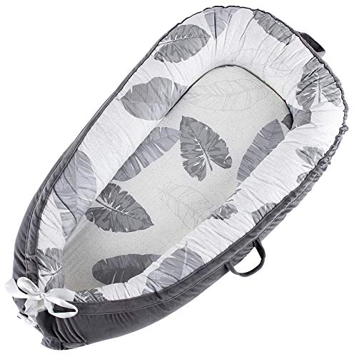 Baby Lounger Nest Co-Sleeping Infant Bassinet Mattress for Bed Newborn Lounger 100% Soft Cotton Breathable Portable Crib Perfect for Traveling and Napping