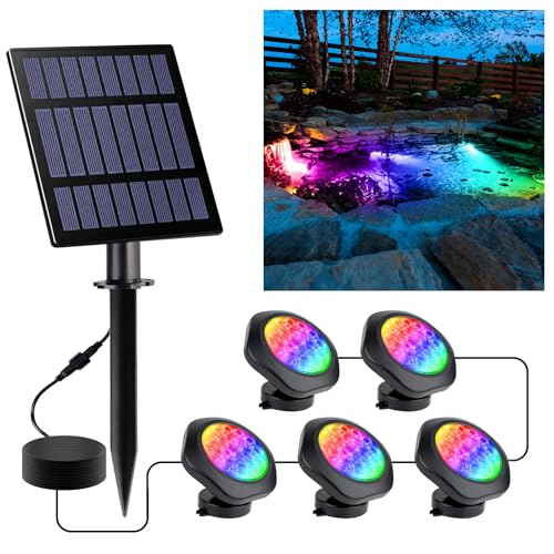 CREPOW Solar Pond Lights, 18 LED Super Bright RGB LED...