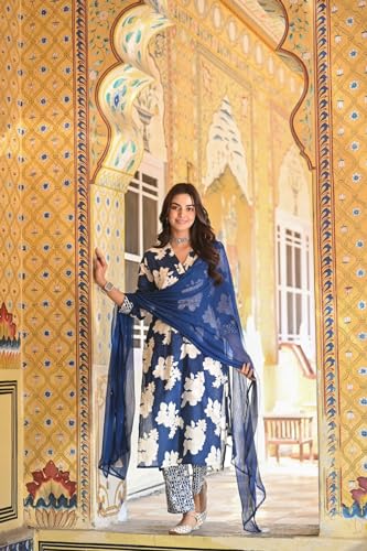 Image of ANNI DESIGNER Women's Cotton Blend Kurta Pant With Dupatta