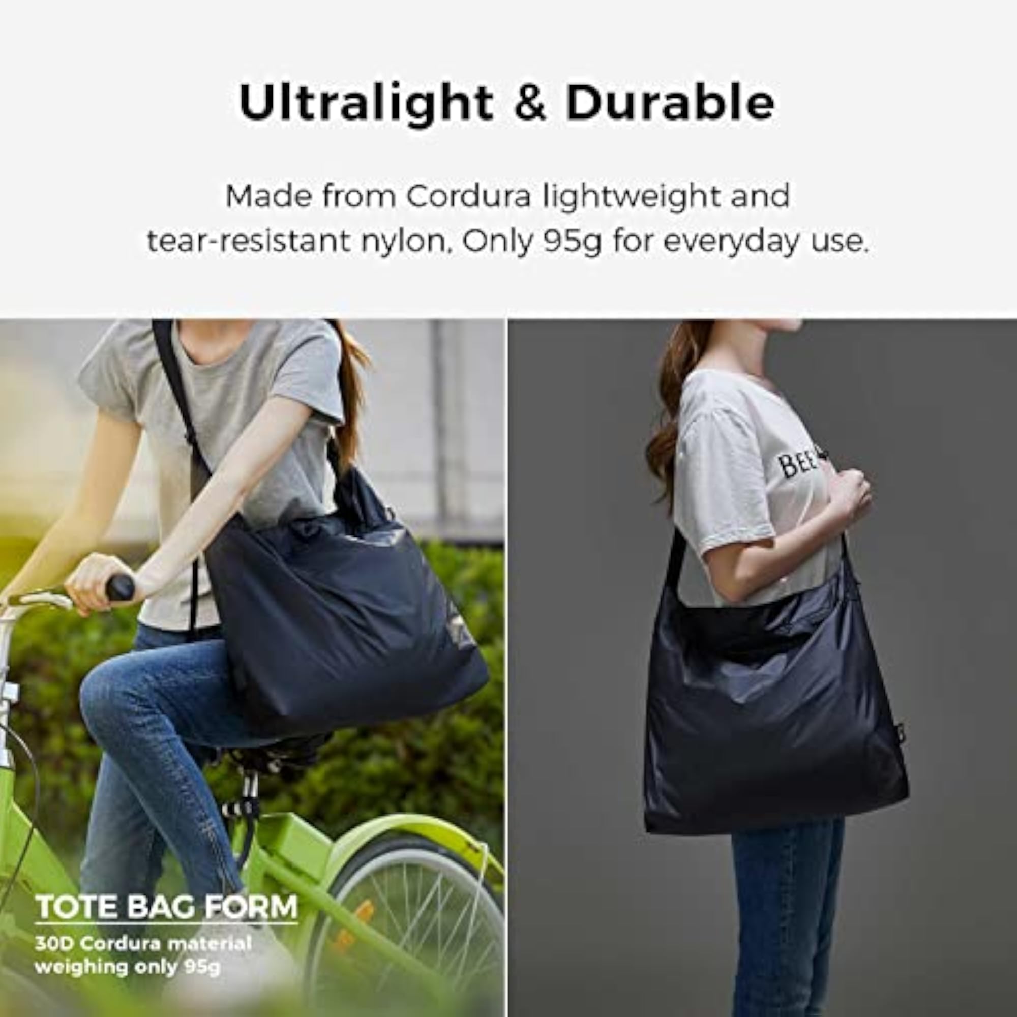 Ultralight Foldable Tote with Zipper for Traveling