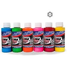 ProAiir Face and Body Painting Makeup - Set of 6 Atomic UV Colors - 4.2 oz 120ml