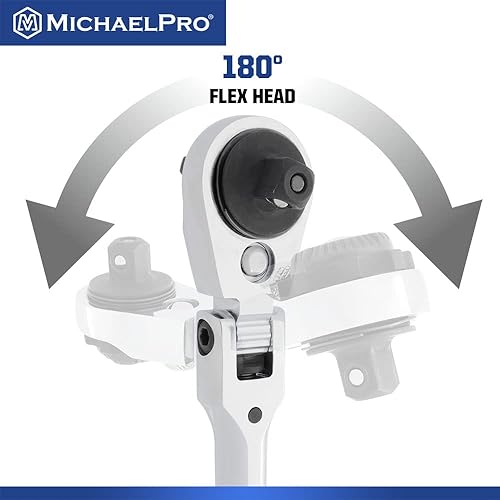 Miniatura 6 de MichaelPro MP001228 Juego de trinquete y llaves de vaso de 19 piezas, 38 pulgadas, reversible con liberación rápida, sin tamaños populares omitidos