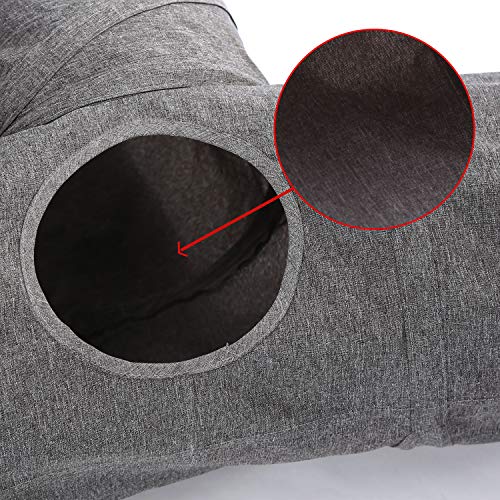 Image of Ownpets Cat Tunnel, 3 Way Collapsible Kitty Tunnel 47 inch Long Cat Tube with Plush Ball & Feather Toy, Cat Play Tunnel for Indoor Cat, Kitten, Rabbit