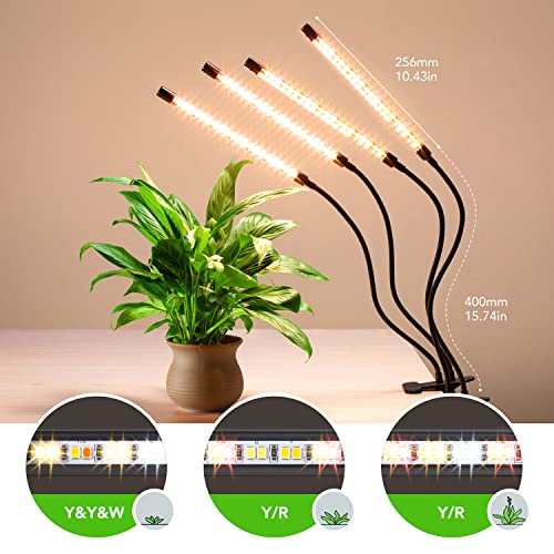 Plant Lights For Indoor Growing, Growstar Full Spectrum 4 Heads Clip Grow Lamps With 10 Feet Cables For Seeding Blooming And Fruiting(2 Pack) #TOP1