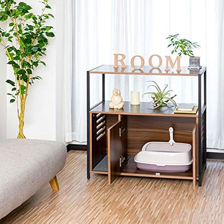 Amazon トイレ カバー 棚付き 隠す トイレカバー レストルーム 収納 家具 おしゃれ キャット 猫トイレ 猫用 トイレ収納 隠せる トレイスペース 猫砂 散らかりにくい 飛び散り防止 猫砂飛散防止 猫用 インテリア ラックタイプ ホワイト Efiltsap トイレ本体 通販