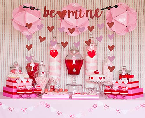 Image of FestikoBe Mine Banner, Red Pink Glittery Valentine's Day Decorations, Valentine's Day Banner, Heart Garland Banner,Valentine's Day Photo Prop,Engagment Anniversary Bachelorette Party Home Decorations