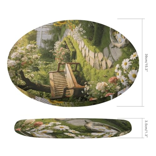 Cojín redondo de 15.3 pulgadas Bauerngarten para silla y suelo con funda extraíble lavable 3