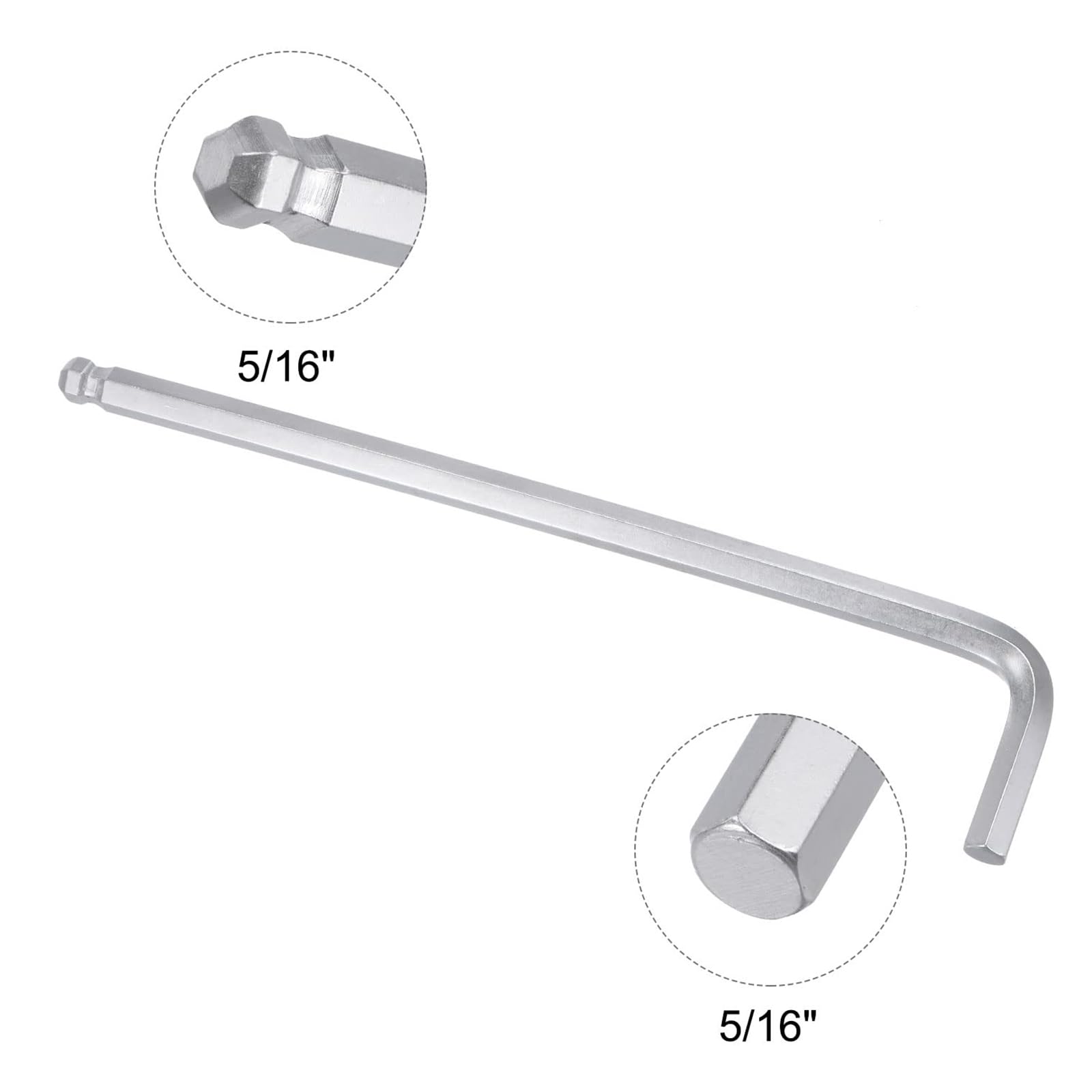 TA-VIGOR 1Pcs 5/16" Ball End Hex Key Wrench, Long Arm L-Shaped CR-V Steel Allen Wrench Tool for Bike Furniture, and Mechanical Repair - Image 3
