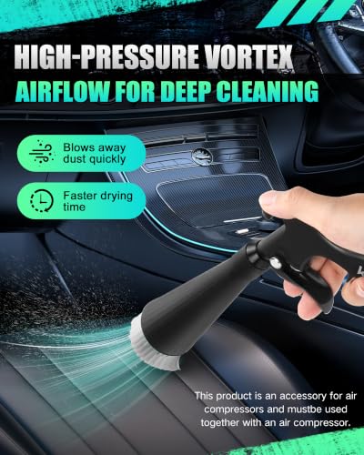 Image of Kaitnax Car Cleaning Gun with 360 Nozzle & Dust Brush | High Pressure Air Blow Gun for Car Detailing, Interior Cleaner Tool for Motor, Seats, Wheels & Hard-to-Reach Areas | Air Compressor Accessories