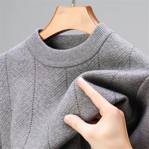 Men's Fashion Popular Winter Round Neck Sweater Winter Striped Warm Thick Knitted Pullover2