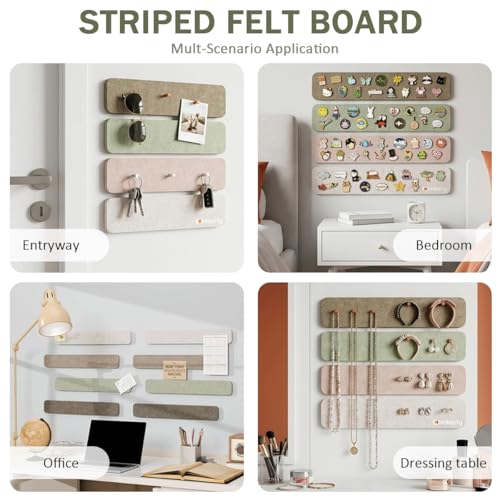 Image of Climberty 8 Pack Felt Bulletin Board Strips, Self-Adhesive Pin Board Set with 50 Push Pins, Peel & Stick Wall Memo Board for Photos, Notes, Office, School & Home Decor