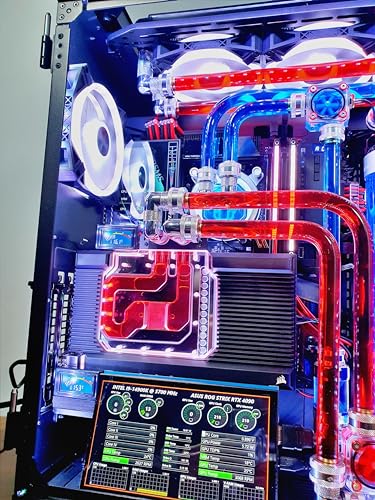 VIXIA High End Custom Watercooled Gaming PC - Intel Core i9 14900K - GeForce RTX 4090 DDR6X 24GB - DDR5 64GB 6000MHz - PCIe4.0 M.2 NVME 2TB - Black - VXF-20B Red and Blue - Image 4