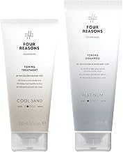 Four Reasons Toning Treatment in Cool Sand & Toning Shampoo in Platinum, Neutralizing Duo for Bright, Cool Blonde Tones, Vegan Hair Care Bundle