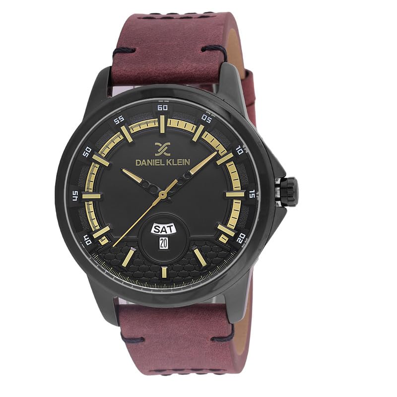 Image of Daniel Klein Leather Black Dial Premium Men's Analog Watch - DK.1.13737-5