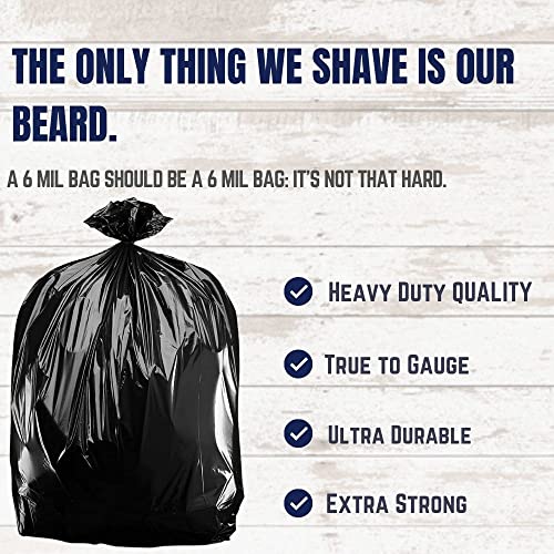 Plasticplace Contractor Trash Bags 42 Gallon │ 6.0 Mil │ Black Heavy Duty Garbage Bag │ 33” X 48” (25 Count) #TOP2