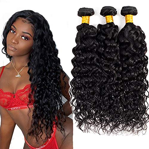 Unprocessed Brazilian Virgin Hair Water Wave Bundles 1B# Color Virgin Human Hair 3 Bundles Curly Water Wavy 22 24 26 Inch Remy wet and wavy Hair Extension