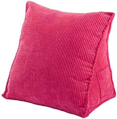 Triangle Back Cushion Corduroy Wedge Soft Reading Pillow Backrest Positioning Support Pillows For Office Home Bed Sofa Chair (Rose,15.7×14.2×7.9 Inch) #TOP12