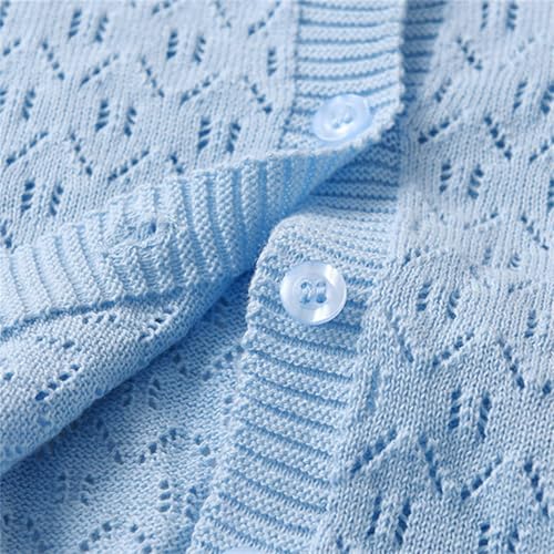 Toddler Girls Knit Hollow Cardigan Lightweight Casual Button Down Open Front Sweater Kids School Uniform Knitwear4