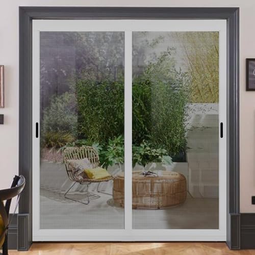 Guardian K.D. Standard Galv Steel Sliding Screen Door Kit, Height Adjustable Upgraded Rust-Proof and More Durable Mosquito Proof for Patio Backyard Kitchen and Bedroom (White, 30''x80'')
