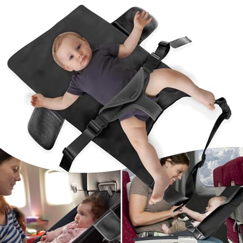 Image of LoTanop Toddler Airplane Bed for 1-12 Months Old Baby, Portable Toddler Bed, Baby Travel Essentials for Flying, Suitable for Airplanes (Black)