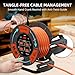 60 FT Retractable Extension Cord Reel, 14AWG SJTOW Heavy Duty Power Cord with 4 Grounded Outlets, USB-A & USB-C Ports, 13A Circuit Breaker, Hand Crank for Indoor Outdoor Use, ETL Listed, Orange