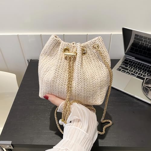 Mini Straw Bucket Bag for Women, Small Woven Crossbody Purse Cute Boho Shoulder Handbag Spring Summer Trendy2