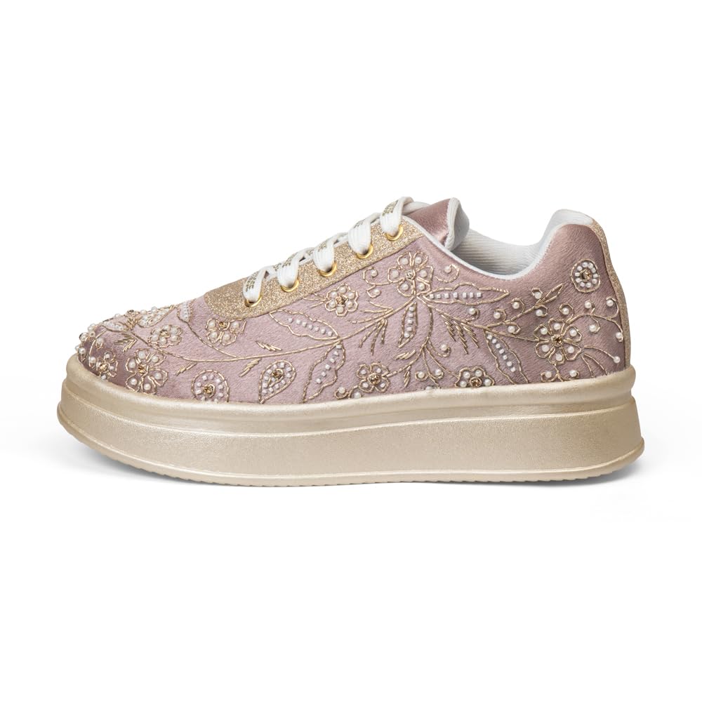 Women Hand Embroidery Party Wedding Bridal Sneakers | RR1242-image-9