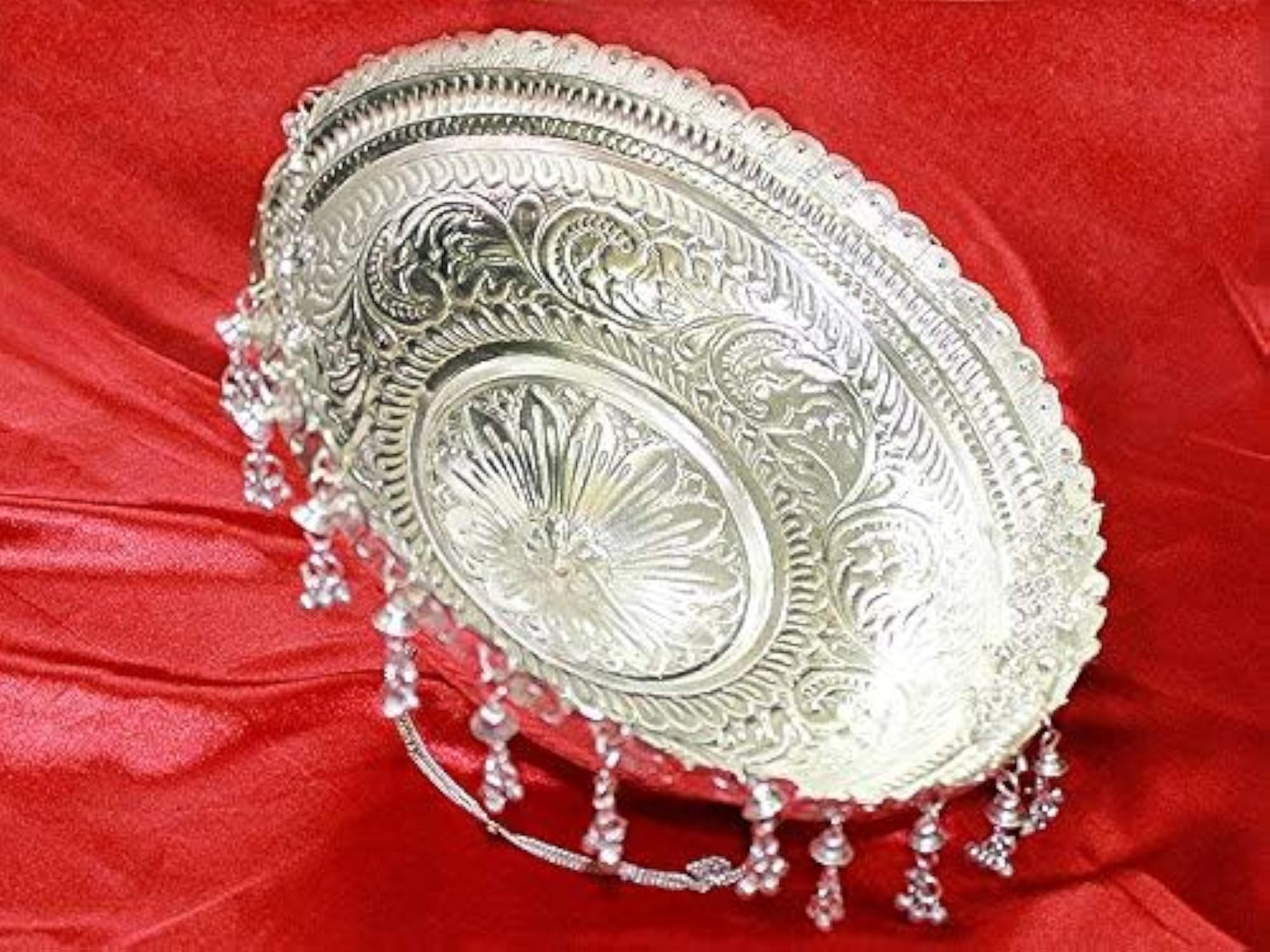 MATA Ki Chunri Silver White Finish Chattars Set of 3