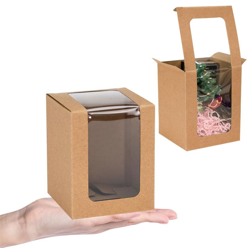 25Szt Przezroczyste Pudełka Papierowe, Kartonowe Pudełko Na Deser Na Świąteczne Przyjęcie Weselne Na Walentynki/Kraft Paper/8 X 8 X 10Cm