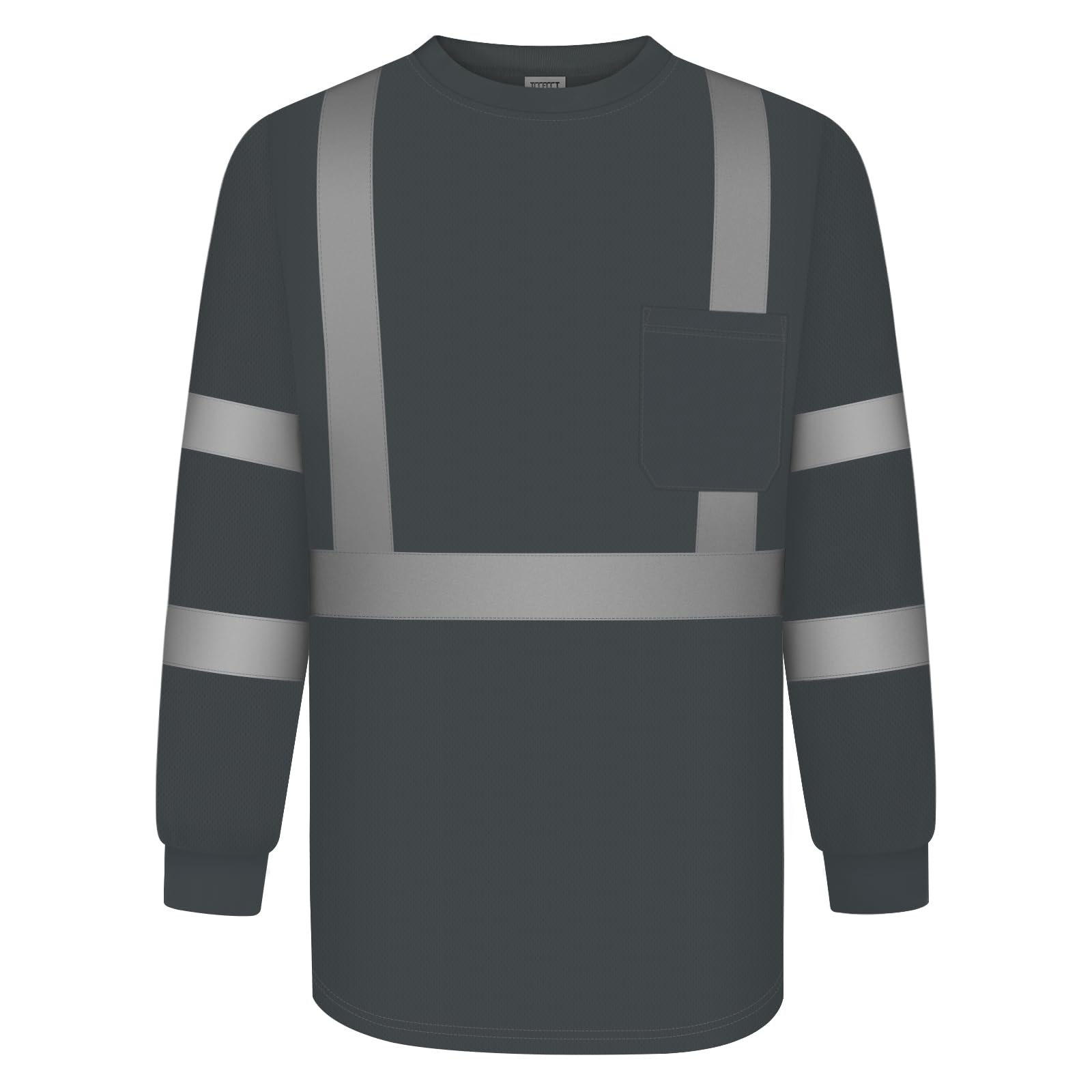 TCCFCCT High Vis Shirts for Men Women, Class 3 Hi Vis Long Sleeve, High Visibility Reflective Safety Work Shirts, LC-Dark Grey M