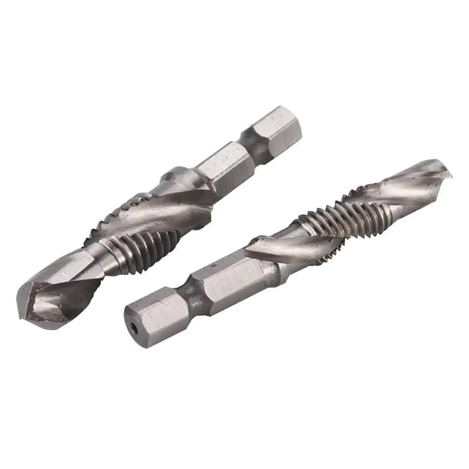 6Pcs/Set Hex Shank Tap Drill Bit Practical Compound Tap Screw Thread Bit HSS Screw Machine Tap Drill Bits Drilling Tools(Silver)