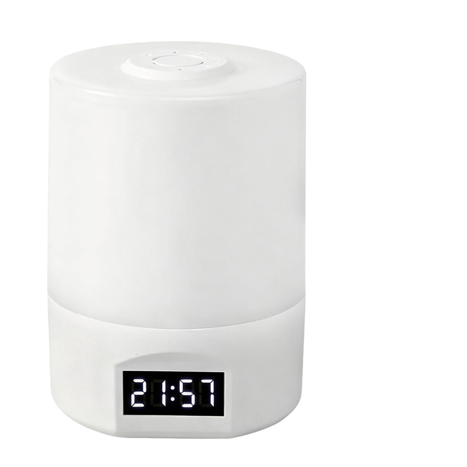 LED Night Light, USB Rechargeable Lamp with Clock Bedside, 3 Color Temperature Stepless Dimming, Wireless Portable Lights for Kids,Nursery,Bedroom, White